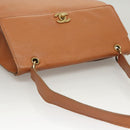 CHANEL Shoulder Bag Caviar Skin Brown Gold CC Auth 122913-6