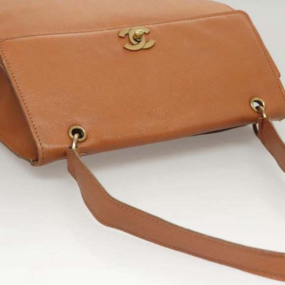 CHANEL Shoulder Bag Caviar Skin Brown Gold CC Auth 122913