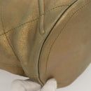 Salvatore Ferragamo Hand Bag Suede Gold Silver Auth 122919-15