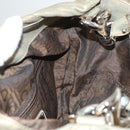 Salvatore Ferragamo Hand Bag Suede Gold Silver Auth 122919-17