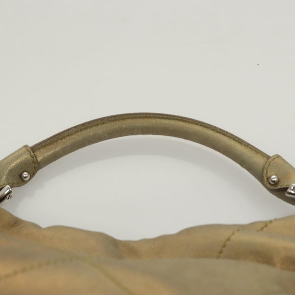 Salvatore Ferragamo Hand Bag Suede Gold Silver Auth 122919