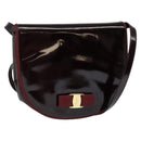 Salvatore Ferragamo Vala Shoulder Bag Patent leather Bordeaux Gold Auth 122920-1