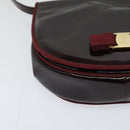 Salvatore Ferragamo Vala Shoulder Bag Patent leather Bordeaux Gold Auth 122920-9
