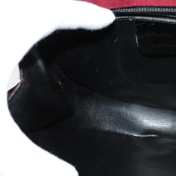 Salvatore Ferragamo Vala Shoulder Bag Patent leather Bordeaux Gold Auth 122920