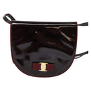 Salvatore Ferragamo Vala Shoulder Bag Patent leather Bordeaux Gold Auth 122920-13