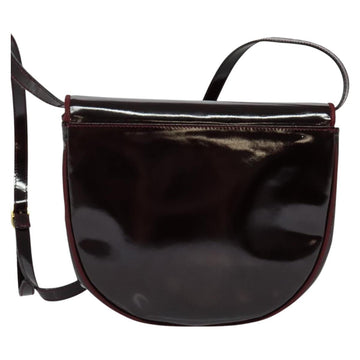 Salvatore Ferragamo Vala Shoulder Bag Patent leather Bordeaux Gold Auth 122920 - 0
