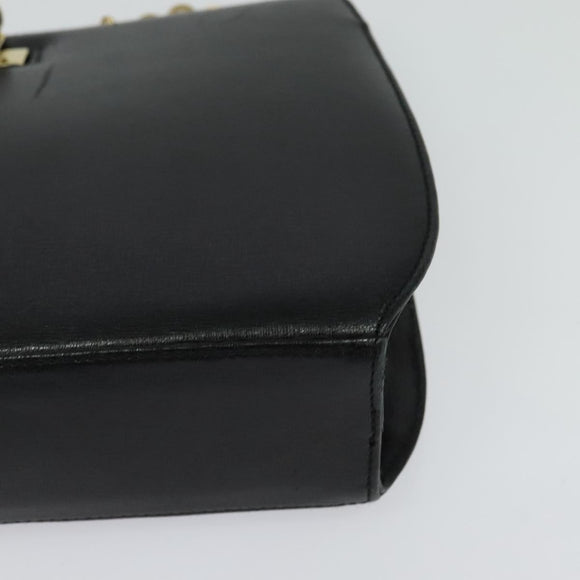 Salvatore Ferragamo Chain Shoulder Bag Leather Black Gold Auth 122921