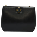 Salvatore Ferragamo Chain Shoulder Bag Leather Black Gold Auth 122921-13