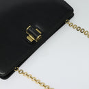 Salvatore Ferragamo Chain Shoulder Bag Leather Black Gold Auth 122921-6