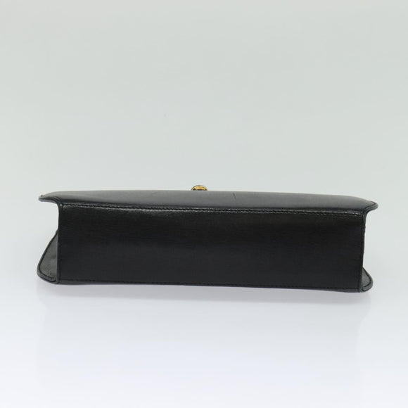 Salvatore Ferragamo Chain Shoulder Bag Leather Black Gold Auth 122921