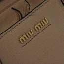 Miu Miu Tote Bag Leather 2way Beige Gold Auth 122923-17