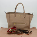 Miu Miu Tote Bag Leather 2way Beige Gold Auth 122923-12
