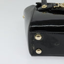VERSACE Hand Bag Patent leather 2way Black Gold Auth 122926-8