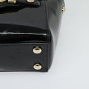 VERSACE Hand Bag Patent leather 2way Black Gold Auth 122926-15