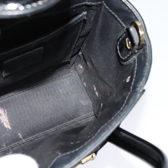 VERSACE Hand Bag Patent leather 2way Black Gold Auth 122926