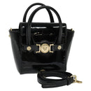 VERSACE Hand Bag Patent leather 2way Black Gold Auth 122926-1