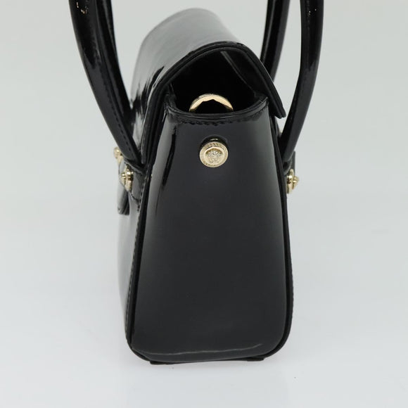 VERSACE Hand Bag Patent leather 2way Black Gold Auth 122926