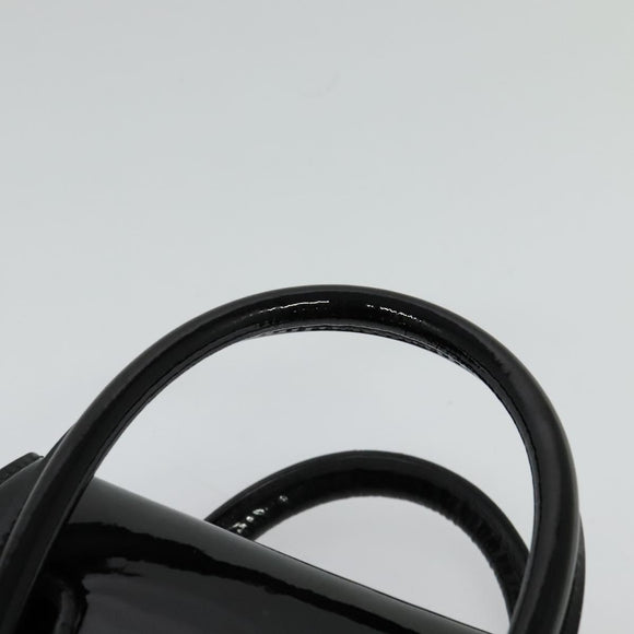 VERSACE Hand Bag Patent leather 2way Black Gold Auth 122926