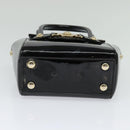 VERSACE Hand Bag Patent leather 2way Black Gold Auth 122926-5