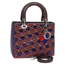 Christian Dior Lady Dior Canage Hand Bag Leather 2way Purple Silver Auth 122927-1