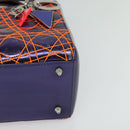 Christian Dior Lady Dior Canage Hand Bag Leather 2way Purple Silver Auth 122927-14
