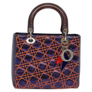 Christian Dior Lady Dior Canage Hand Bag Leather 2way Purple Silver Auth 122927-13