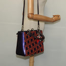 Christian Dior Lady Dior Canage Hand Bag Leather 2way Purple Silver Auth 122927-21