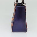 Christian Dior Lady Dior Canage Hand Bag Leather 2way Purple Silver Auth 122927-3