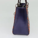 Christian Dior Lady Dior Canage Hand Bag Leather 2way Purple Silver Auth 122927-4