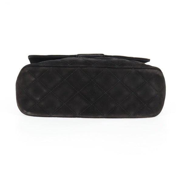 CHANEL Matelasse Shoulder Bag Suede Black Gold CC Auth 122942