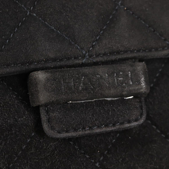 CHANEL Matelasse Shoulder Bag Suede Black Gold CC Auth 122942
