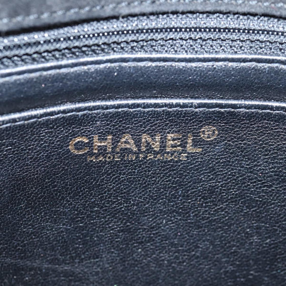 CHANEL Matelasse Shoulder Bag Suede Black Gold CC Auth 122942