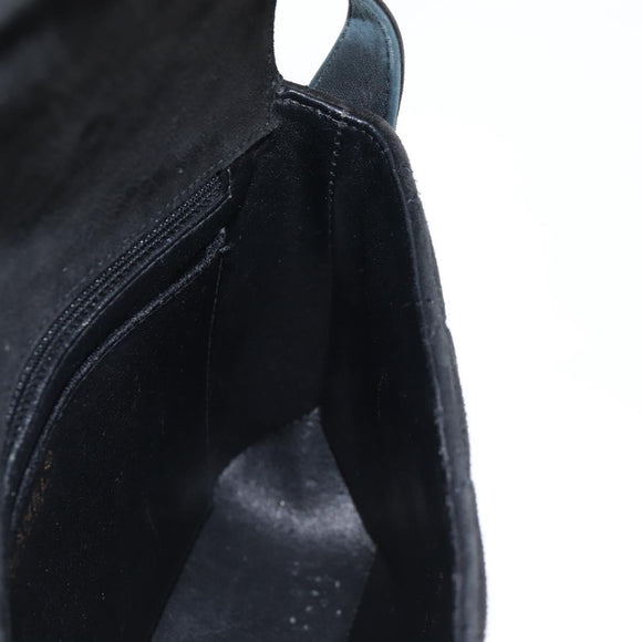 CHANEL Matelasse Shoulder Bag Suede Black Gold CC Auth 122942