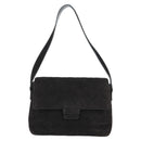 CHANEL Matelasse Shoulder Bag Suede Black Gold CC Auth 122942-2