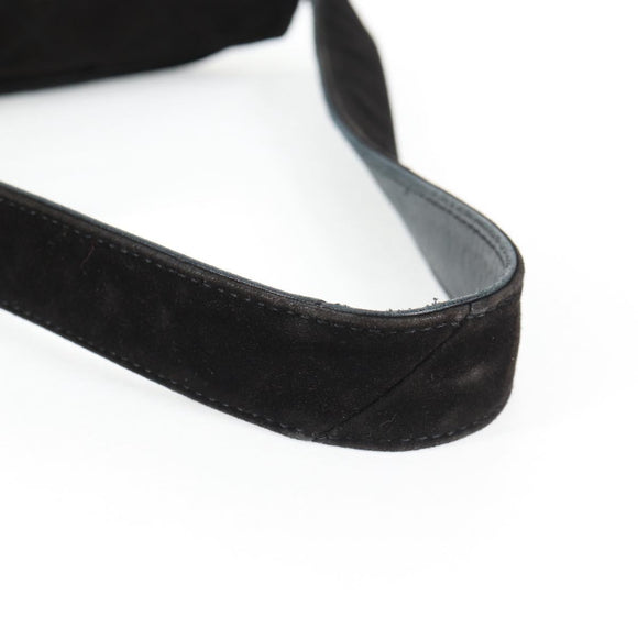 CHANEL Matelasse Shoulder Bag Suede Black Gold CC Auth 122942