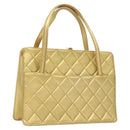 CHANEL Matelasse Hand Bag Lamb Skin Gold Tone CC Auth 122943-1