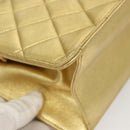 CHANEL Matelasse Hand Bag Lamb Skin Gold Tone CC Auth 122943-12
