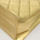 CHANEL Matelasse Hand Bag Lamb Skin Gold Tone CC Auth 122943-13