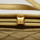 CHANEL Matelasse Hand Bag Lamb Skin Gold Tone CC Auth 122943-14