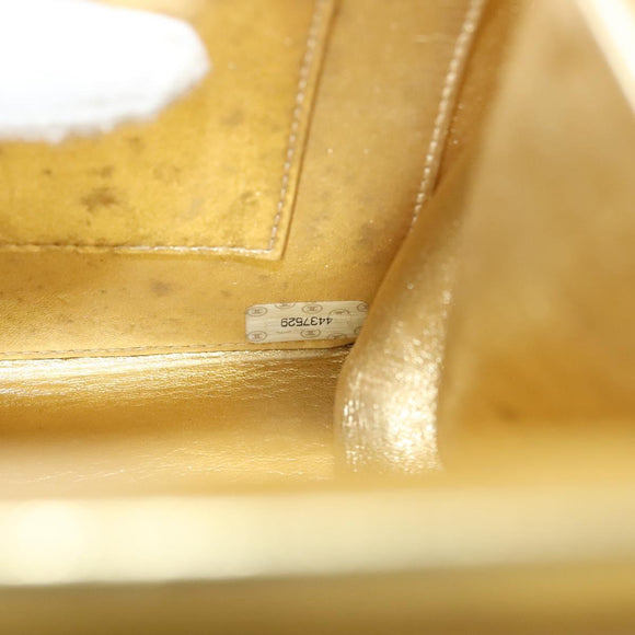 CHANEL Matelasse Hand Bag Lamb Skin Gold Tone CC Auth 122943
