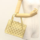 CHANEL Matelasse Hand Bag Lamb Skin Gold Tone CC Auth 122943-25