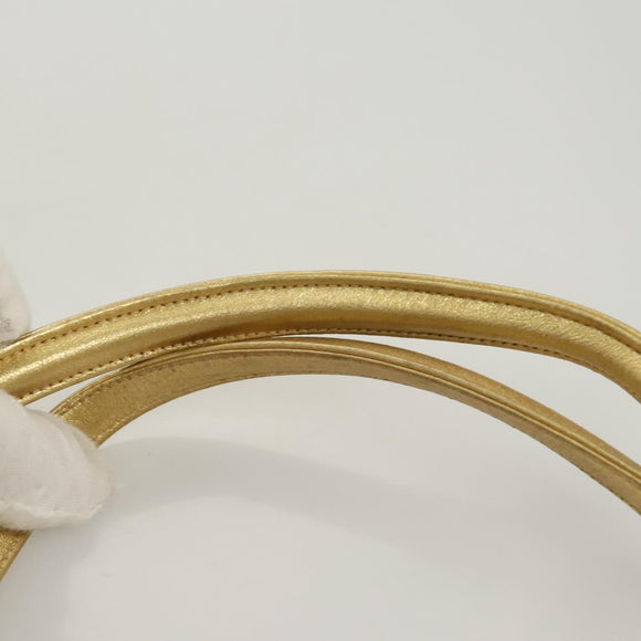CHANEL Matelasse Hand Bag Lamb Skin Gold Tone CC Auth 122943