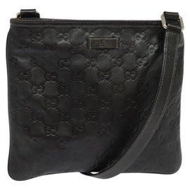 GUCCI GG Canvas Guccissima Bag Leather Dark Brown Gold 201538 Auth 122959