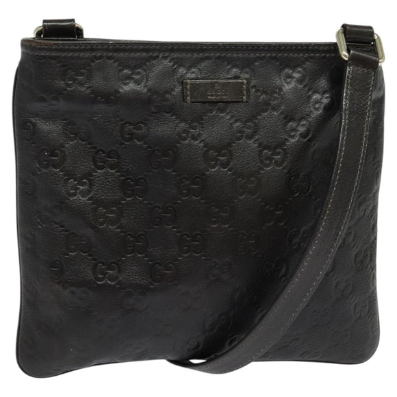 GUCCI GG Canvas Guccissima Bag Leather Dark Brown Gold 201538 Auth 122959