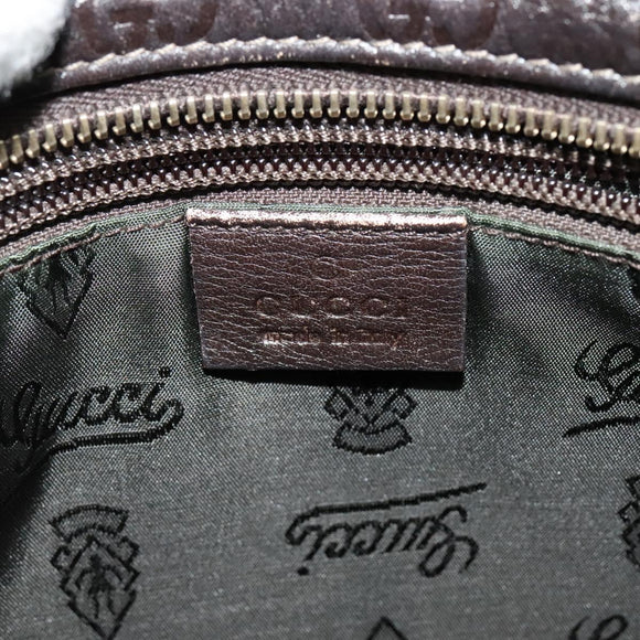 GUCCI GG Canvas Guccissima Bag Leather Dark Brown Gold 201538 Auth 122959
