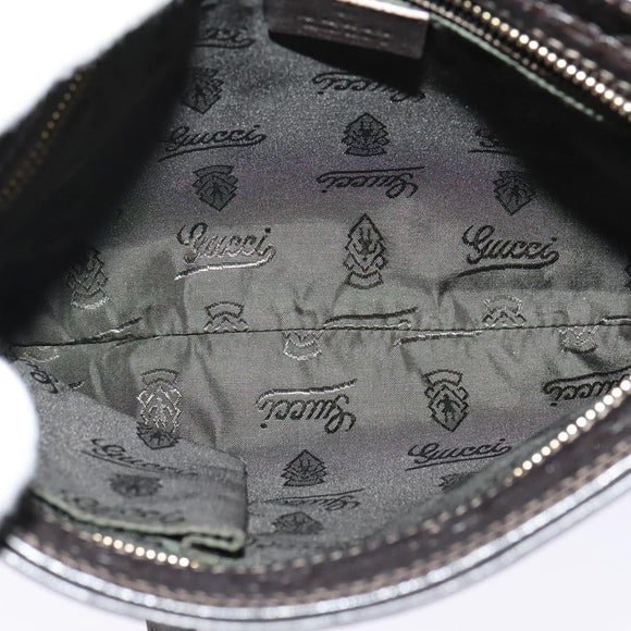 GUCCI GG Canvas Guccissima Bag Leather Dark Brown Gold 201538 Auth 122959