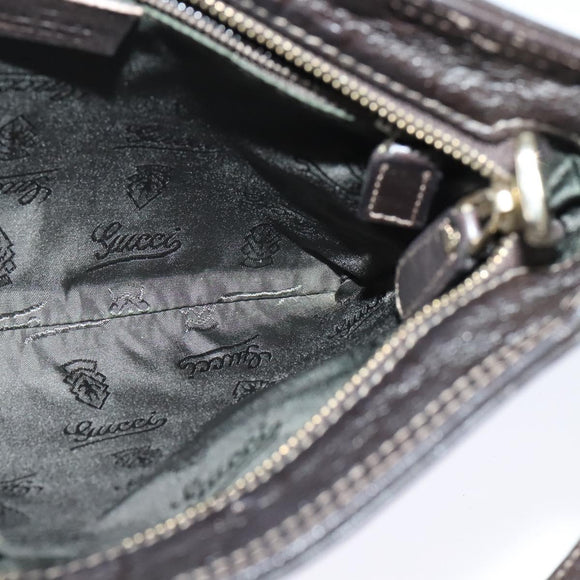 GUCCI GG Canvas Guccissima Bag Leather Dark Brown Gold 201538 Auth 122959