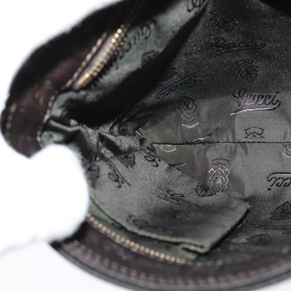 GUCCI GG Canvas Guccissima Bag Leather Dark Brown Gold 201538 Auth 122959