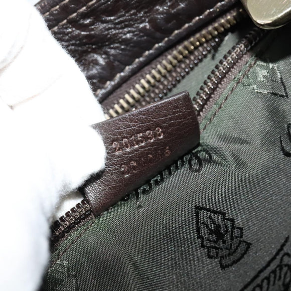 GUCCI GG Canvas Guccissima Bag Leather Dark Brown Gold 201538 Auth 122959