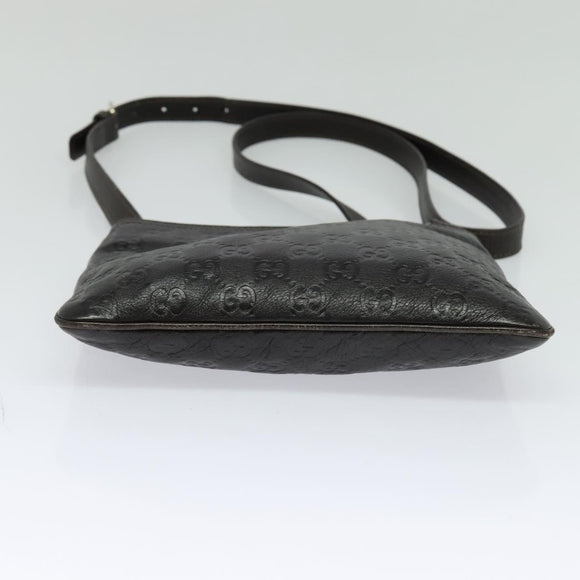 GUCCI GG Canvas Guccissima Bag Leather Dark Brown Gold 201538 Auth 122959